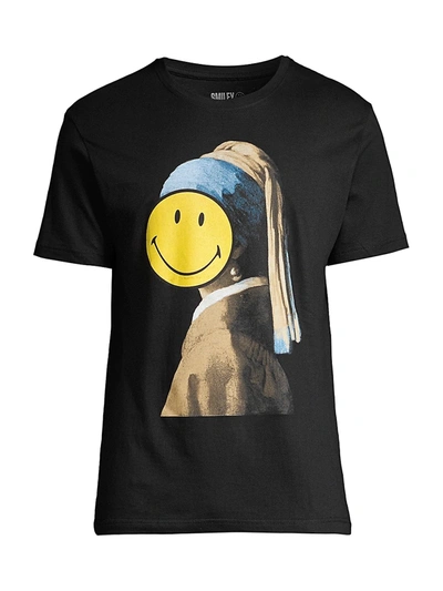 Shop Elevenparis Men's Smiley Girl Graphic T-shirt In Black