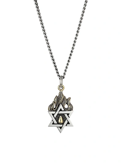 Shop King Baby Studio Men's New Classics Star Of David Goldtone Sterling Silver Necklace