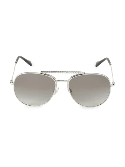 Shop Miu Miu 57mm Embellished Aviator Sunglasses In Silver