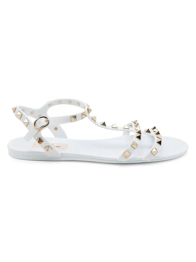 Shop Valentino Women's Rockstud Jelly Gladiator Sandals In White