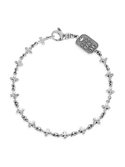 Shop King Baby Studio Men's New Classics Sterling Silver Small Cross Chain Bracelet