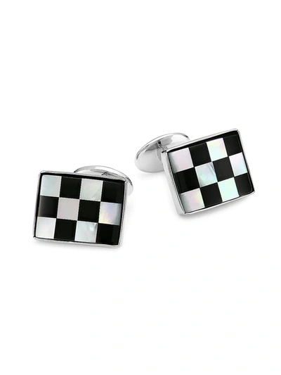 Shop David Donahue Check Onyx Sterling Silver Cuff Links