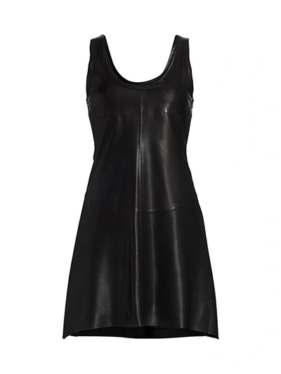 Shop Helmut Lang Women's Leather Tank Dress In Onyx