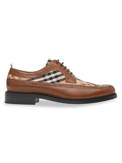 Shop Burberry Arndale Leather & Vintage Check Brogues In Tan Archive