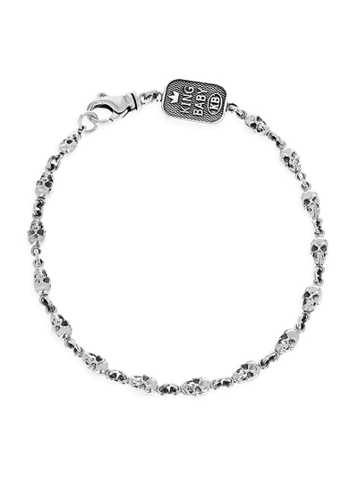 Shop King Baby Studio Men's New Classics Skull Chainlink Sterling Silver Bracelet