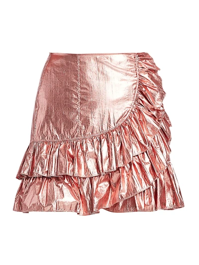 Shop Cinq À Sept Women's Akira Foil Tier Skirt In Tea Rose