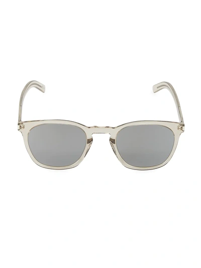 Shop Saint Laurent Men's 49mm Round Sunglasses In Beige