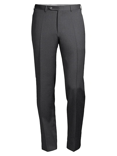 Shop Canali Men's Wool Trousers In Charcoal