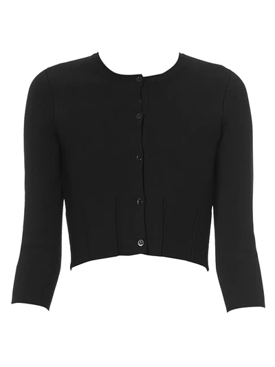 Shop Carolina Herrera Women's Cropped Cardigan In Black