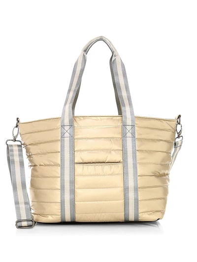 Shop Think Royln Junior Wingman Pearlized Quilted Tote In Pearl Gold