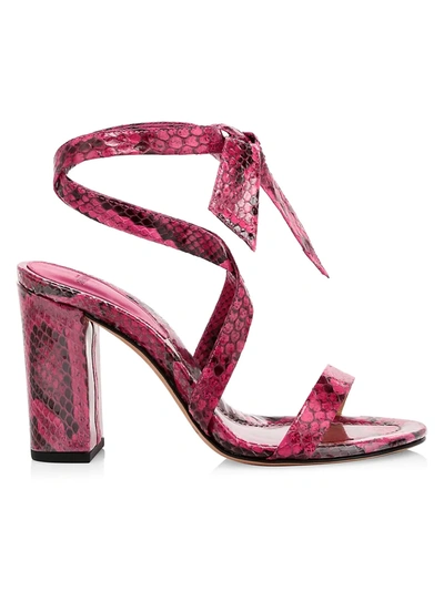 Shop Alexandre Birman Women's Katie Ankle-wrap Snakeskin Sandals In Aurora