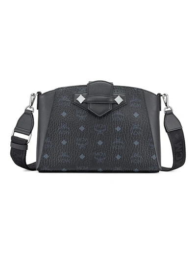 Shop Mcm Women's Essential Visetos Crossbody Bag In Black