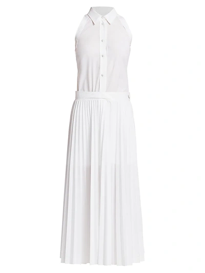 Shop Helmut Lang Women's Sleeveless Pleated Shirtdress In Dove