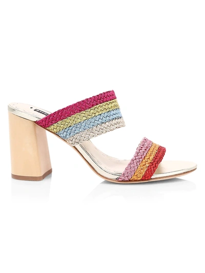 Shop Alice And Olivia Women's Loni Braided Rainbow Stripe Mules In Neutral