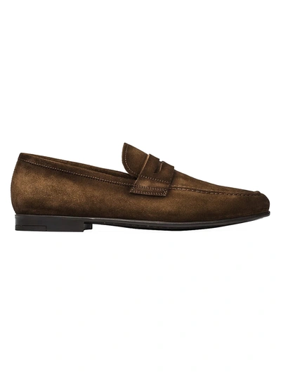 Shop To Boot New York Men's Suede Penny Loafers In Sigaro