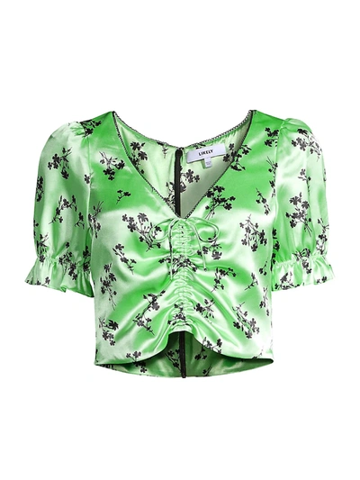 Shop Likely Women's Mona Floral Cropped Blouse In Pistachio Black