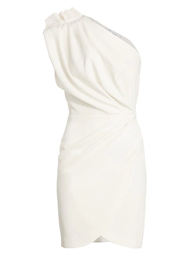 Shop Iro Marine One-shoulder Faux Wrap Sheath Dress In White