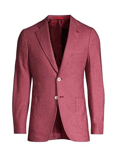 Shop Isaia Men's Jersey Wool Jacket In Red