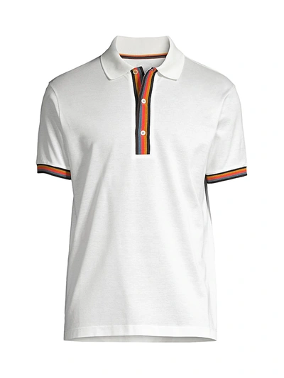 Shop Paul Smith Men's Artist Stripe Pique Polo Shirt In White