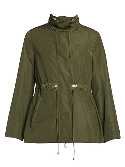 Shop Moncler Women's Ocre Microfibre Rain Parka In Dark Green