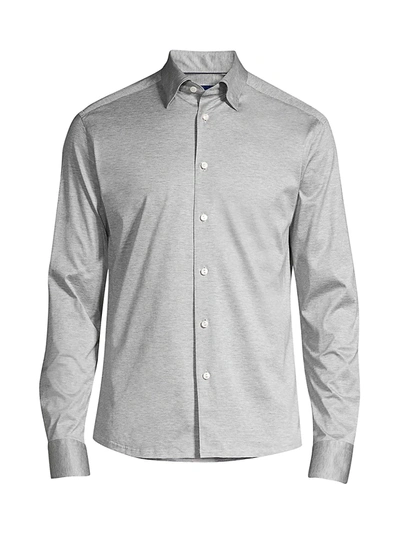 Shop Eton Slim-fit Jersey Knit Shirt In Grey