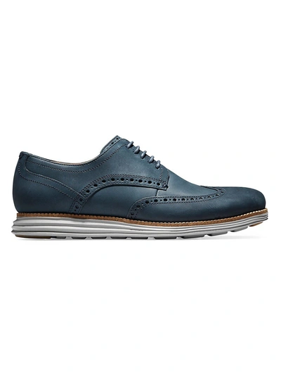 Shop Cole Haan Men's Original Grand Shortwing Leather Shoes In Blue