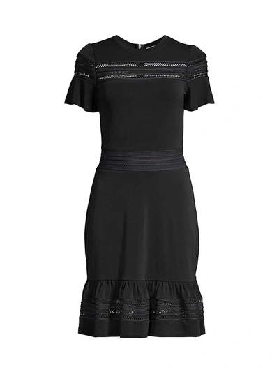 Shop Michael Michael Kors Mesh Mix Ruffle Dress In Black