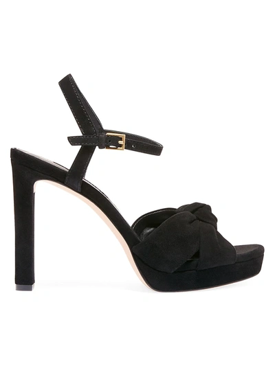 Shop Alice And Olivia Women's Bailee Knotted Suede Platform Sandals In Black