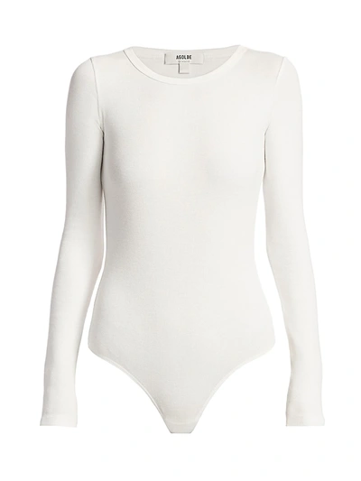 Shop Agolde Women's Leila Long-sleeve Bodysuit In White