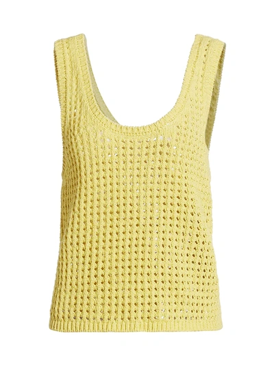 Shop Nanushka Tula Crochet Knit Tank Top In Acid Yellow