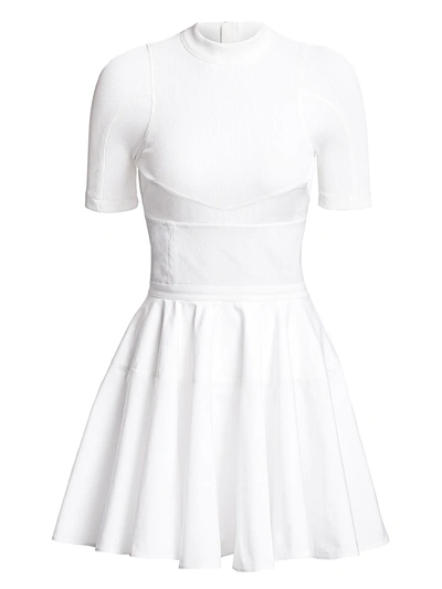 Shop Alexander Wang Ribbed Corset Cotton Dress In White