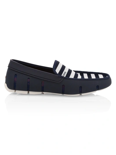 Shop Swims Striped Venetian Loafers In Navy White