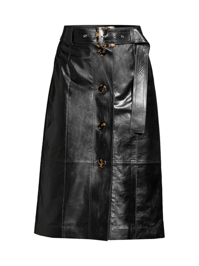 Shop Lafayette 148 Women's Avalon Leather Skirt In Black
