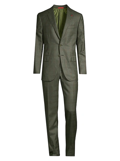 Shop Isaia Men's Delain Classic-fit Plaid Wool Suit In Green