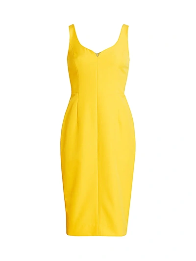 Shop Milly Cady V-neck Sheath Dress In Yellow