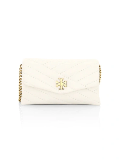 Shop Tory Burch Women's Kira Chevron Leather Wallet-on-chain In New Ivory