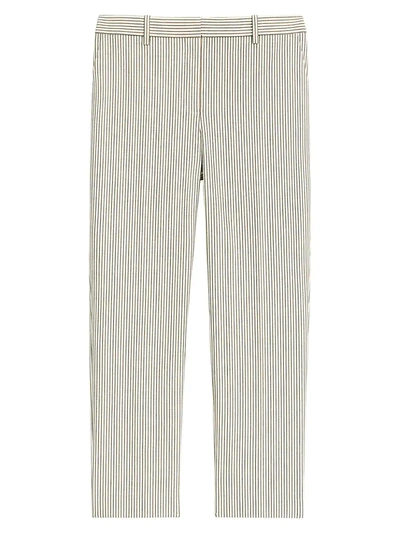 Shop Theory Striped Ankle Crop Pants In Ivory Multi