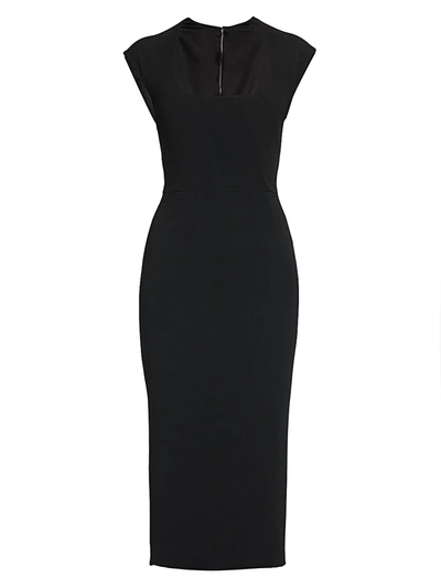 Shop Dolce & Gabbana Cap-sleeve Midi Dress In Black
