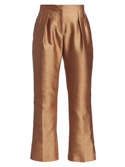Shop Max Mara Venere Shantung Silk Pants In Camel