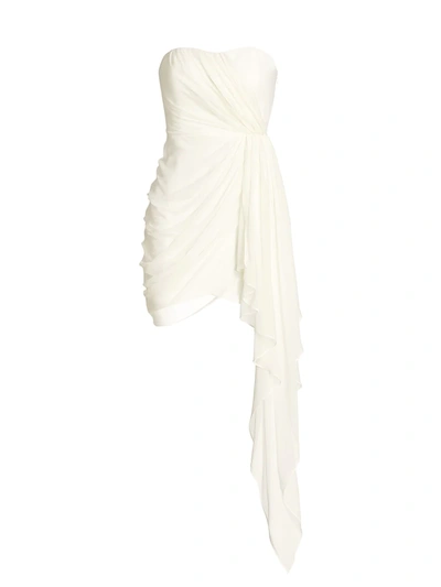 Shop Cinq À Sept Yuki Draped Strapless Mini Dress In Ivory