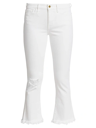 Shop Frame Le Crop Mid-rise Mini Bootcut Jeans In Blanc Highway