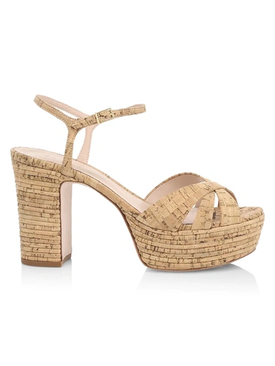 Shop Schutz Women's Darilia Ribbed Cork Platform Sandals In Natural