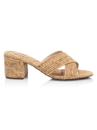 Shop Schutz Women's Ana Kate Ribbed Cork Mules In Natural