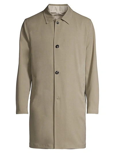 Shop Kiton Trench Coat In Tan