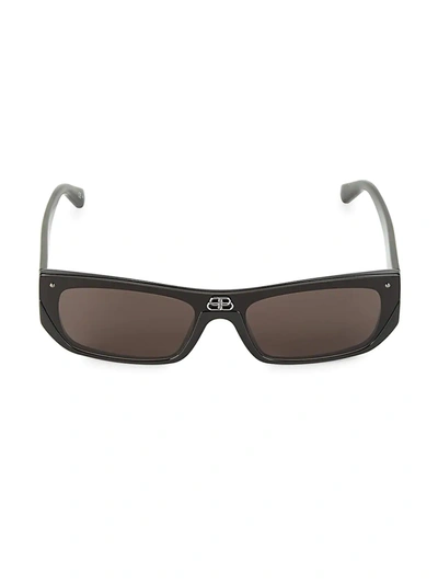 Shop Balenciaga 99mm Rectangular Sunglasses In Black
