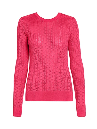 Shop Dolce & Gabbana Lace Silk Knit Top In Dark Pink