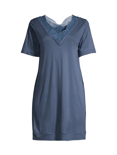 Shop La Perla Bianca Lace Trim Sleepshirt In Blue
