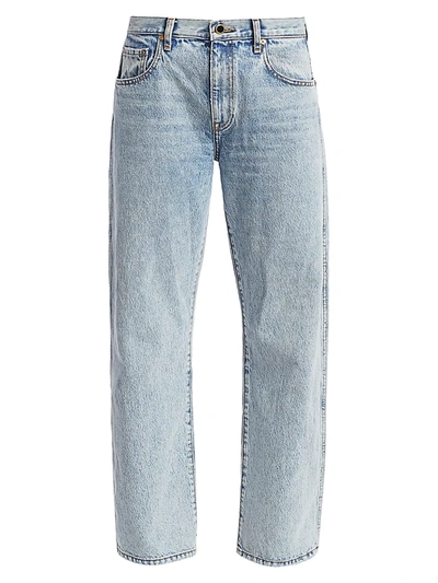 Shop Khaite Kerrie Mid-rise Cropped Jeans In Blue