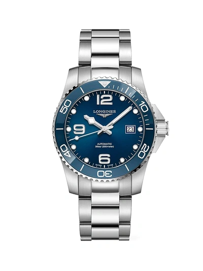 Shop Longines Men's Hydroconquest 41mm Stainless Steel Bracelet Watch In Blue