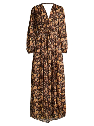 Shop Matteau Women's Puff-sleeve Maxi Dress In Ginger Hibiscus